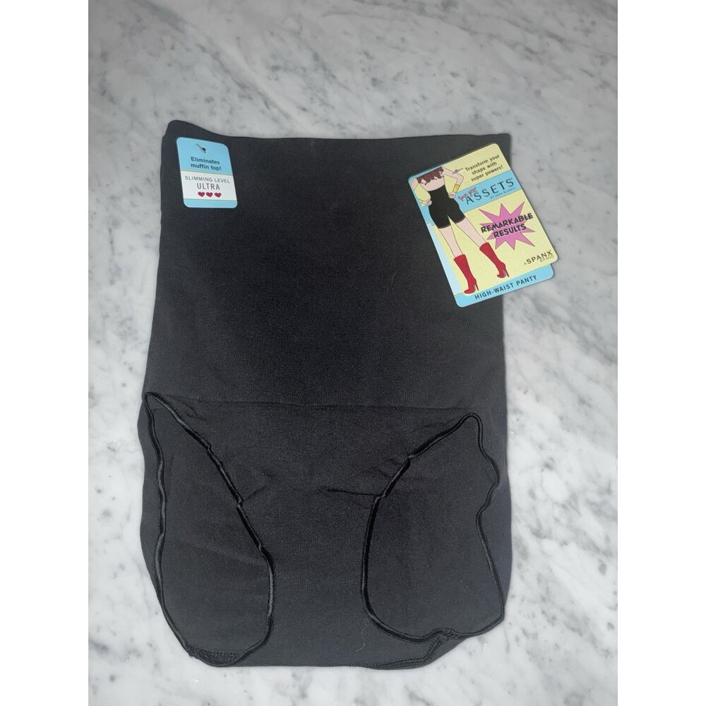 Assets By Spanx High Waist Panty Small Black 260A New Slimming Level Ultra